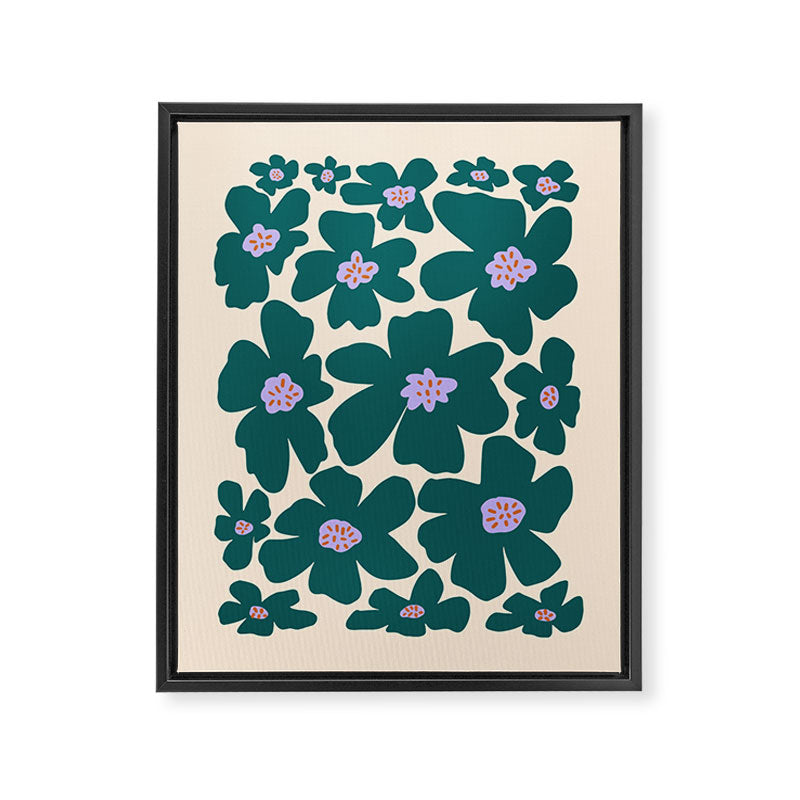 Retro Daisy - Green, purple and pink  Framed Canvas Print Gallery Image 6