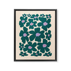 Retro Daisy - Green, purple and pink  Framed Canvas Print Gallery Image 6