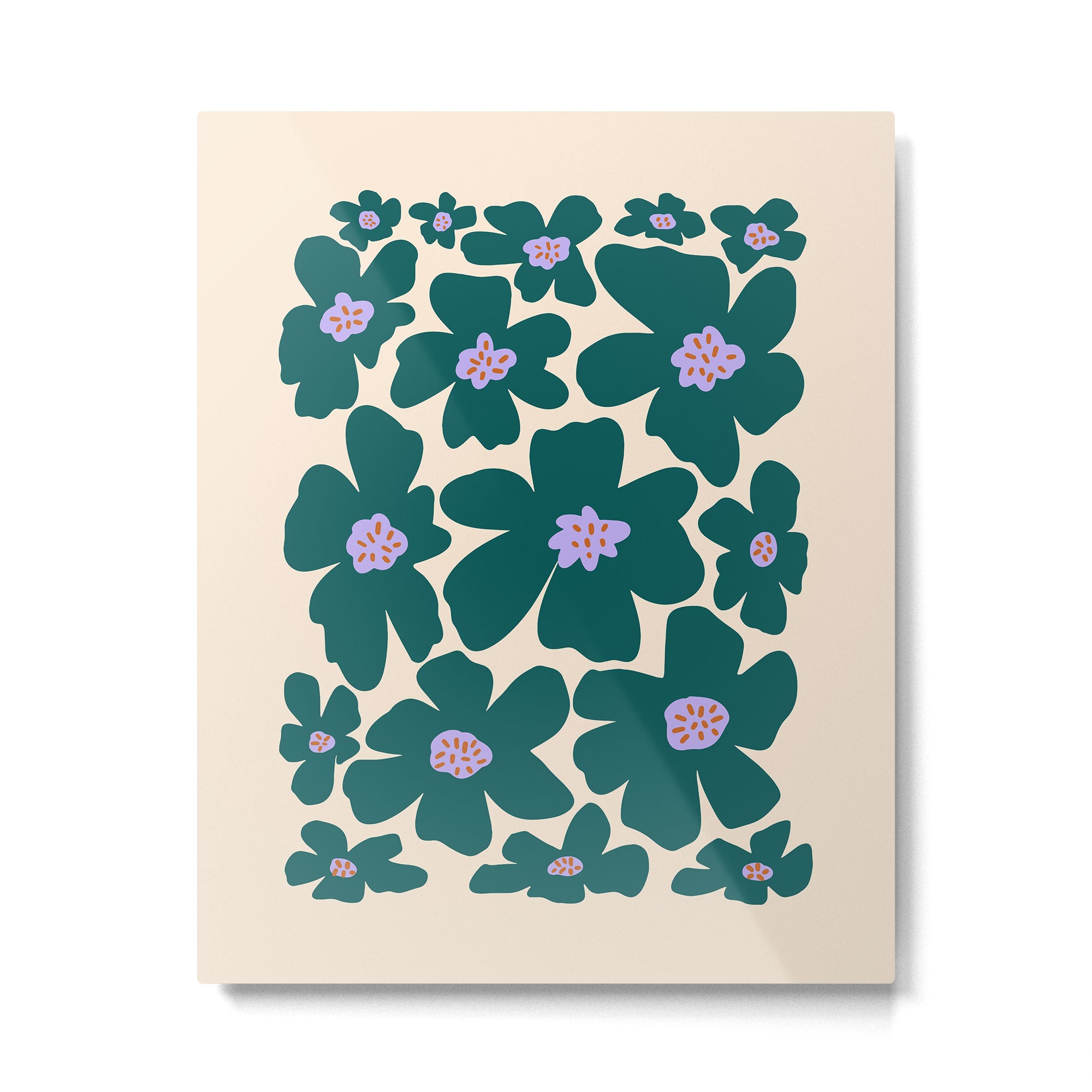 Retro Daisy - Green, purple and pink  Metal Print Gallery Image 4