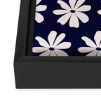 Retro Daisy  Pattern - White and Navy  Framed Canvas Print Gallery Image 3