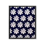 Retro Daisy  Pattern - White and Navy  Framed Canvas Print Gallery Image 8