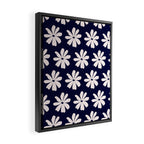 Retro Daisy  Pattern - White and Navy  Framed Canvas Print Gallery Image 2