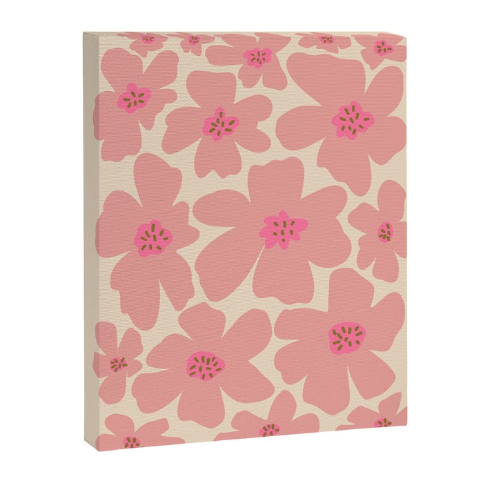 Retro Daisy - Pink and Cream Canvas Print Gallery Image 1