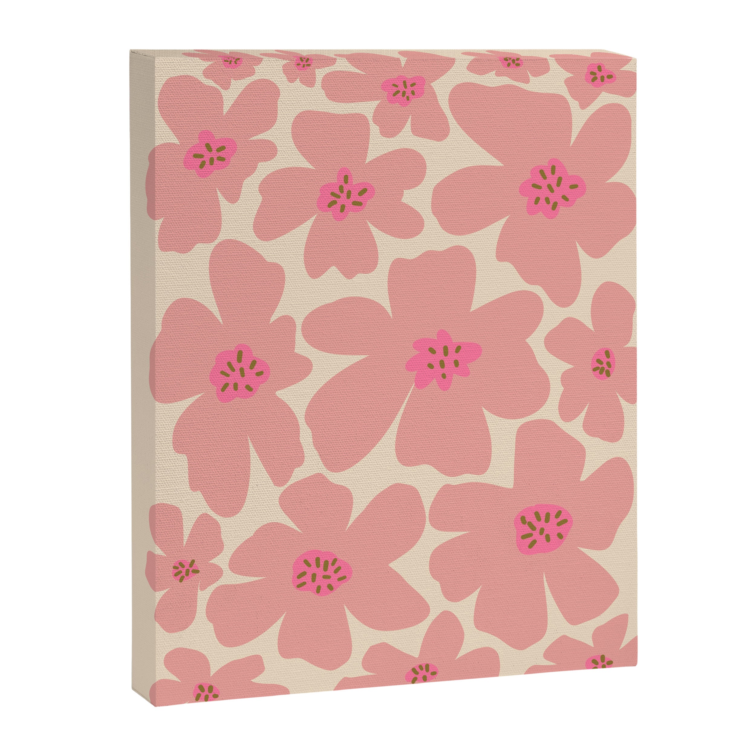 Retro Daisy - Pink and Cream Canvas Print Gallery Image 8