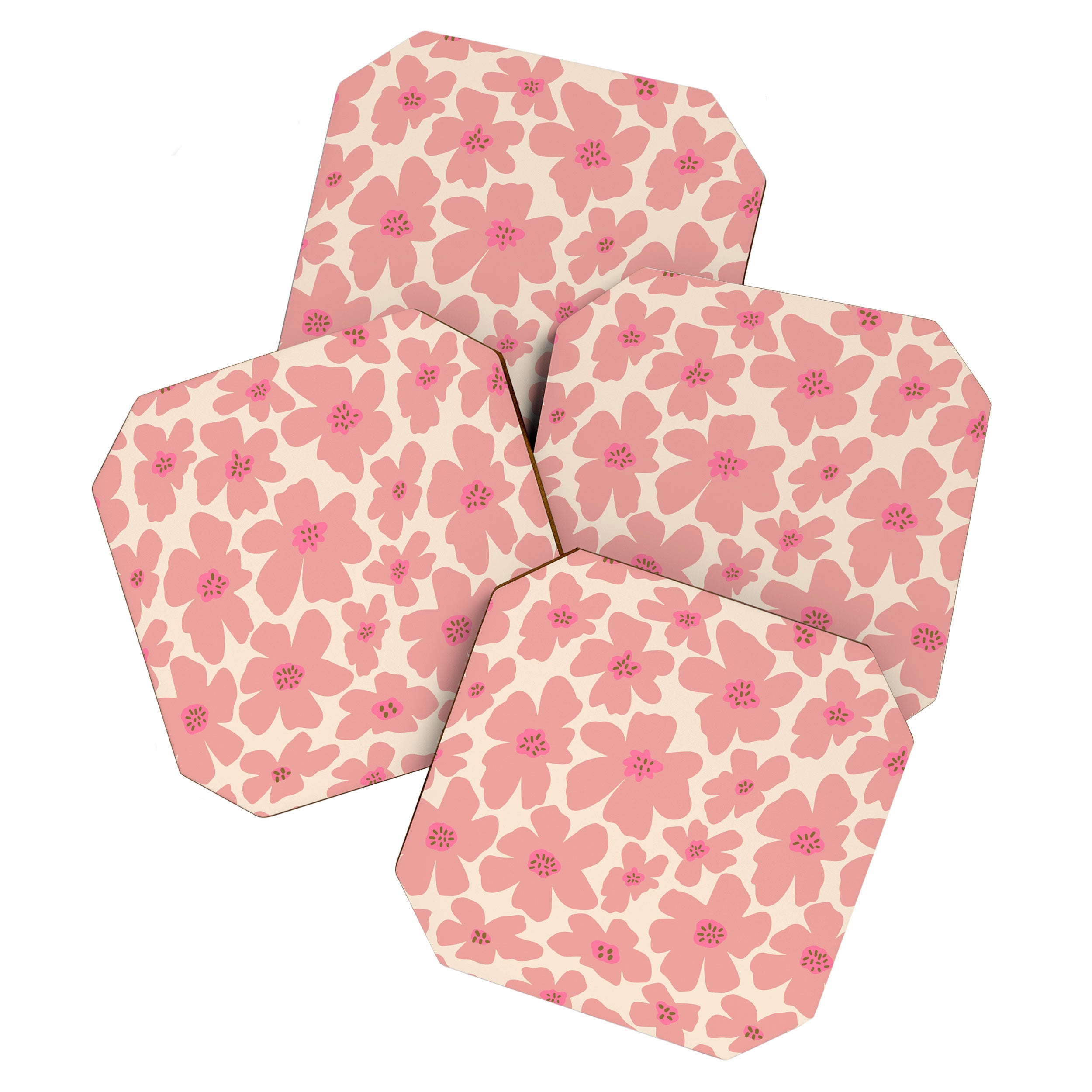 Retro Daisy - Pink and Cream Coaster Gallery Image 1
