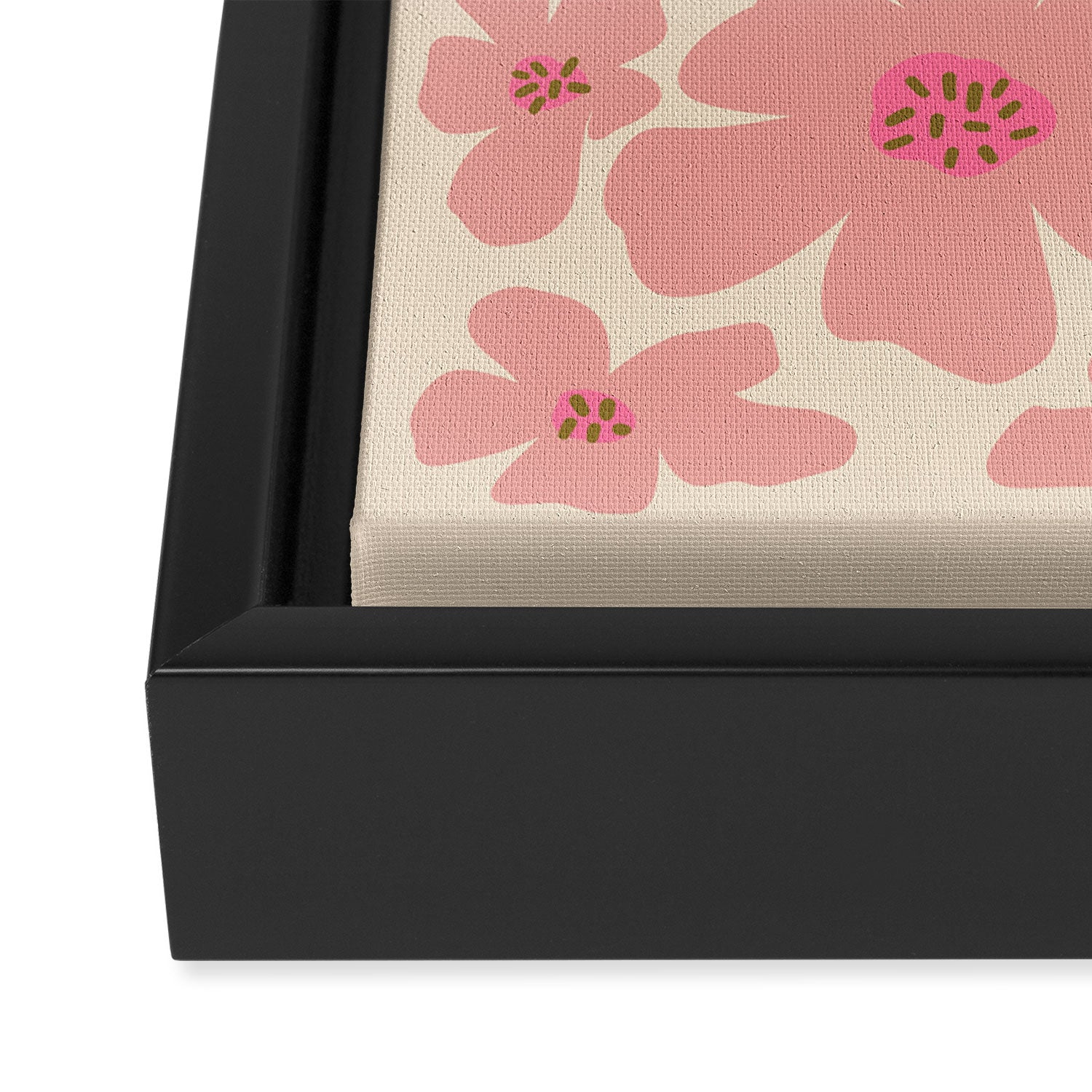 Retro Daisy - Pink and Cream Framed Canvas Print Gallery Image 3