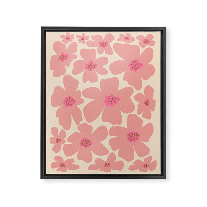 Retro Daisy - Pink and Cream Framed Canvas Print Gallery Image 1