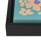 Retro Daisy - Turquoise, Very Peri, Pink, cream Framed Canvas Print Gallery Image 3