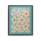 Retro Daisy - Turquoise, Very Peri, Pink, cream Framed Canvas Print Gallery Image 6