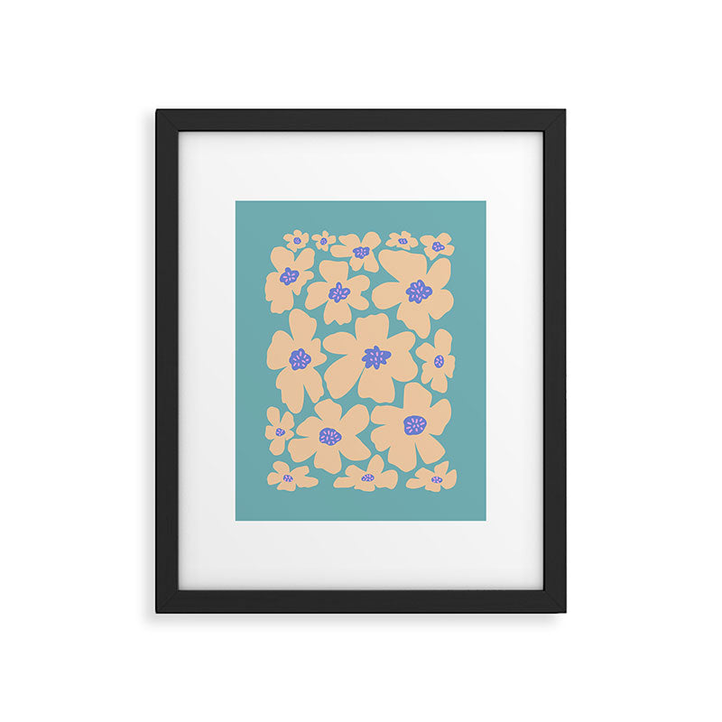Retro Daisy - Turquoise, Very Peri, Pink, cream Framed Art Print Gallery Image 5