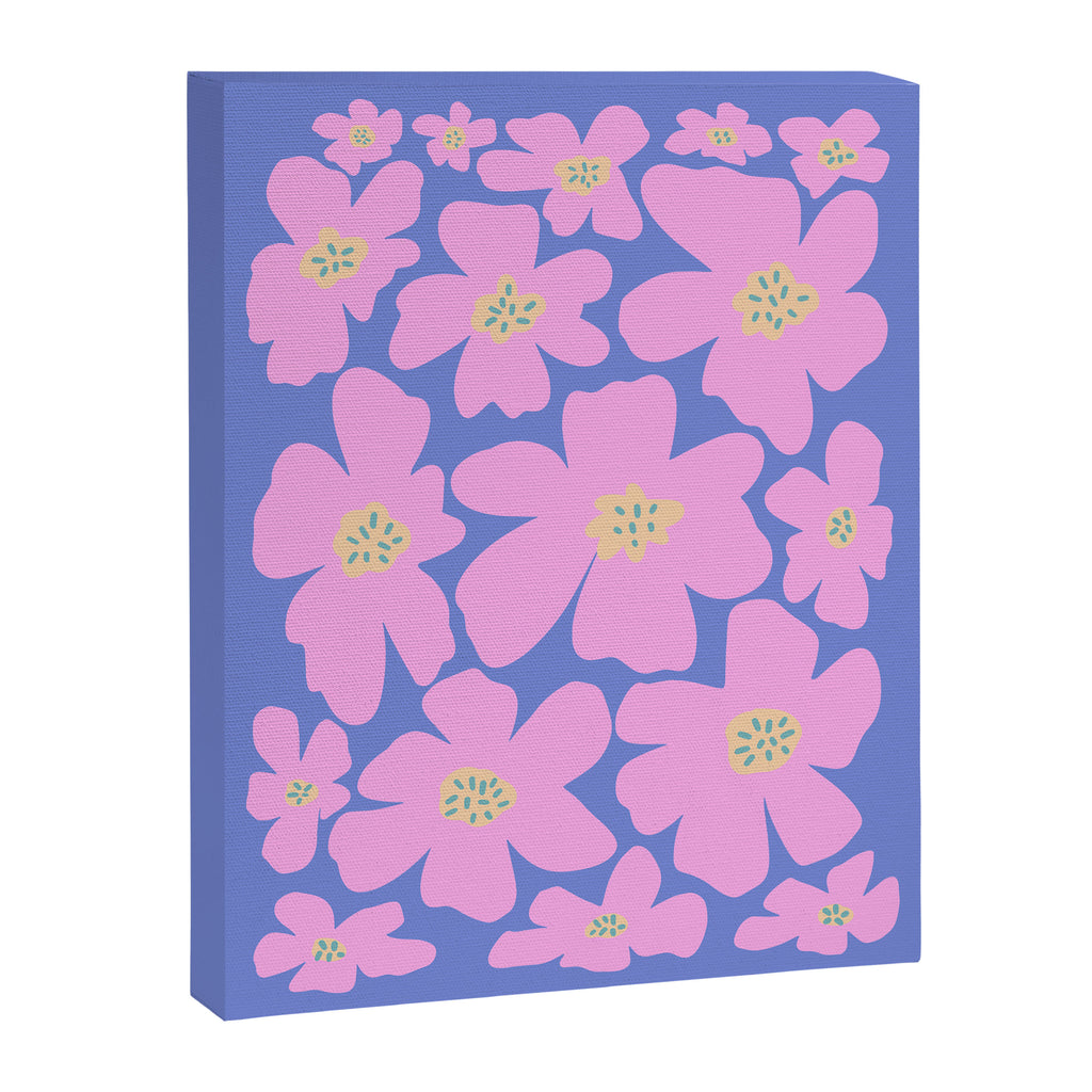 Retro Daisy - Very Peri, Pink, Cream, turquoise  Canvas Print Gallery Image 6