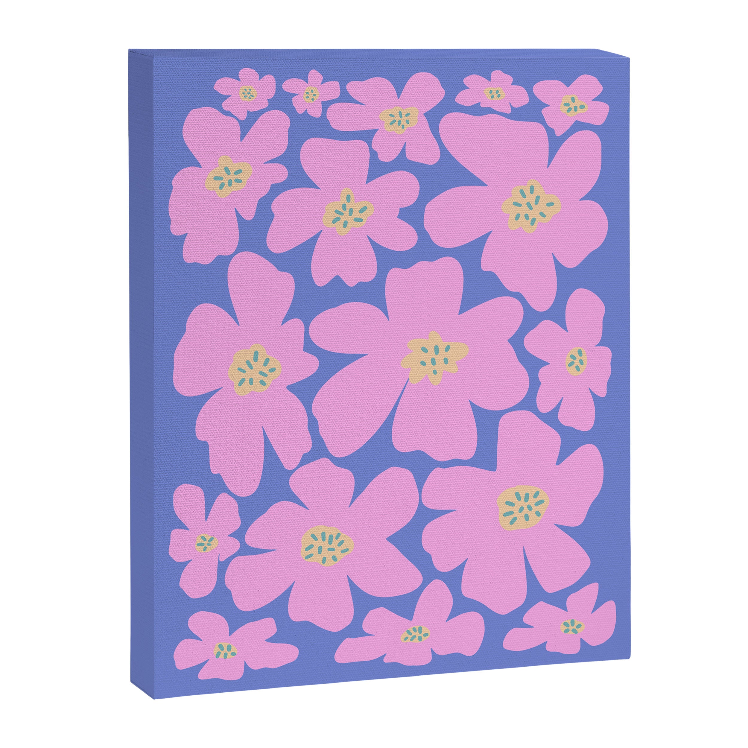 Retro Daisy - Very Peri, Pink, Cream, turquoise  Canvas Print Gallery Image 6