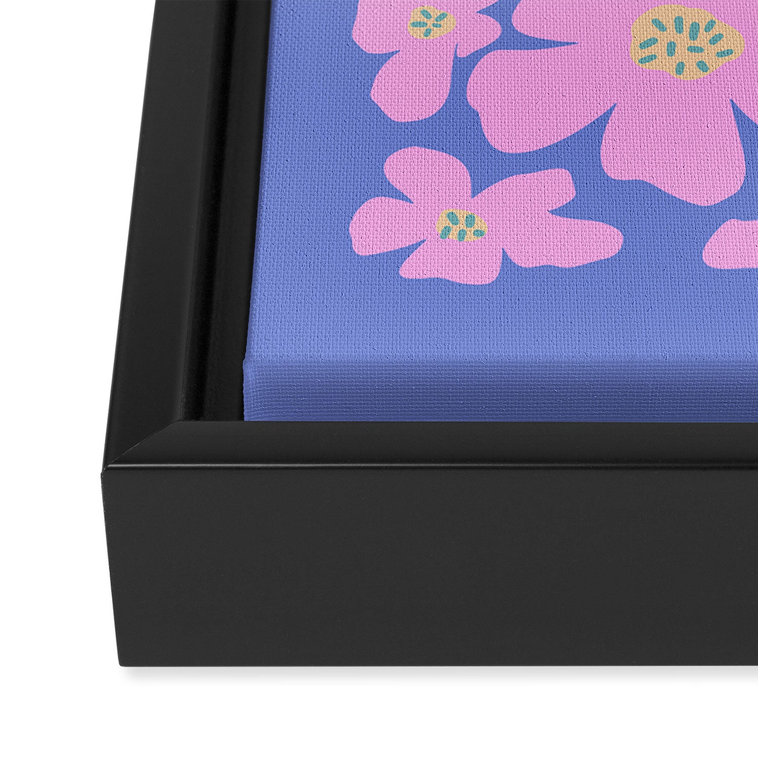 Retro Daisy - Very Peri, Pink, Cream, turquoise  Framed Canvas Print Gallery Image 3