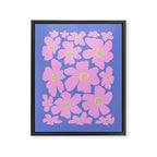 Retro Daisy - Very Peri, Pink, Cream, turquoise  Framed Canvas Print Gallery Image 6