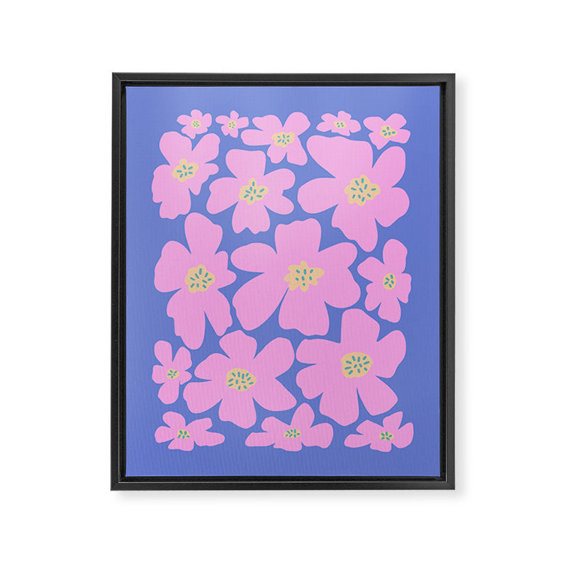 Retro Daisy - Very Peri, Pink, Cream, turquoise  Framed Canvas Print Gallery Image 6
