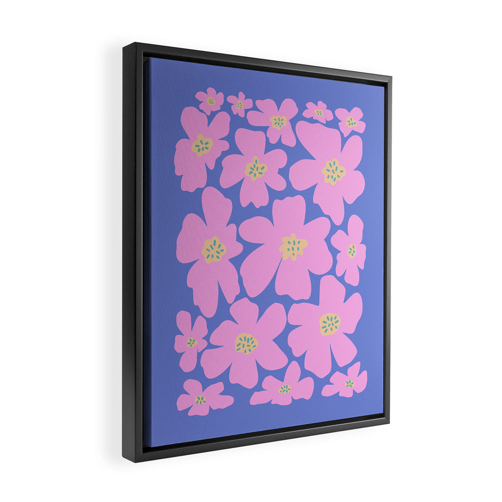Retro Daisy - Very Peri, Pink, Cream, turquoise  Framed Canvas Print Gallery Image 2