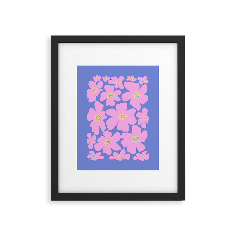 Retro Daisy - Very Peri, Pink, Cream, turquoise  Framed Art Print Gallery Image 5