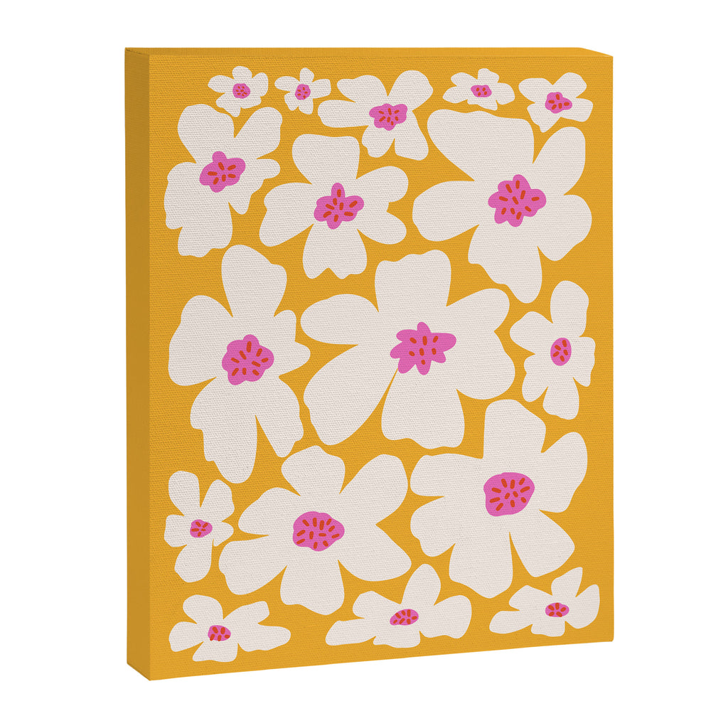 Retro Daisy - Yellow, Pink and White Canvas Print Gallery Image 8