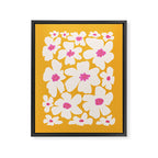 Retro Daisy - Yellow, Pink and White Framed Canvas Print Gallery Image 8