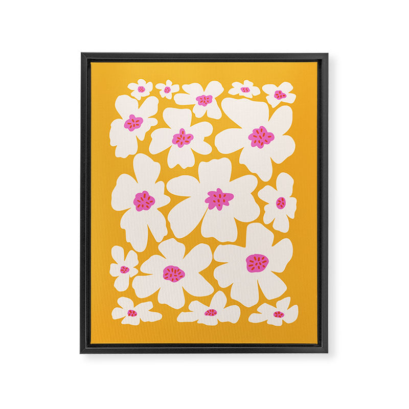 Retro Daisy - Yellow, Pink and White Framed Canvas Print Gallery Image 8