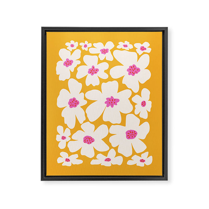Retro Daisy - Yellow, Pink and White Framed Canvas Print Gallery Image 1
