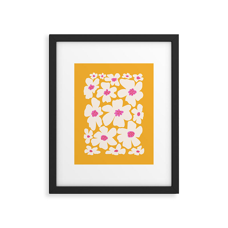 Retro Daisy - Yellow, Pink and White Framed Art Print Gallery Image 6