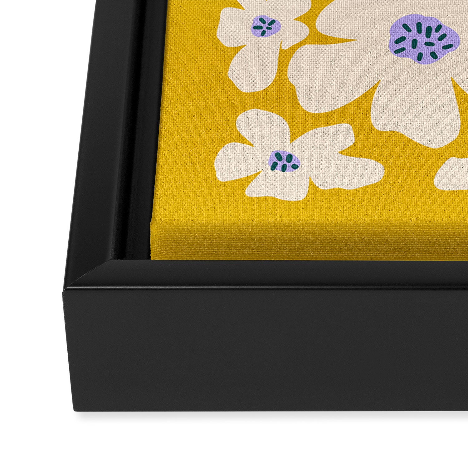 Retro Daisy - yellow, white and purple  Framed Canvas Print Gallery Image 3