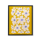 Retro Daisy - yellow, white and purple  Framed Canvas Print Gallery Image 6
