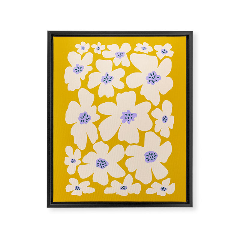 Retro Daisy - yellow, white and purple  Framed Canvas Print Gallery Image 6