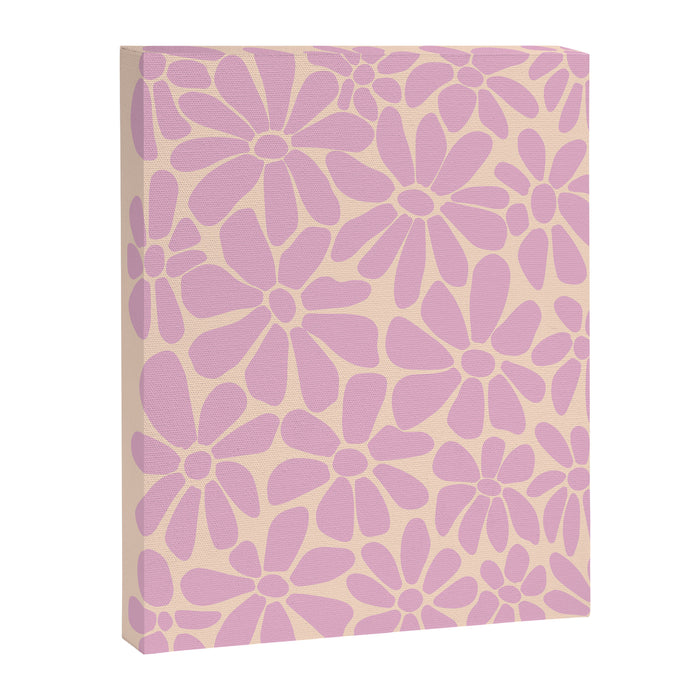 Retro Floral - Cream and Pink Canvas Print Gallery Image 1
