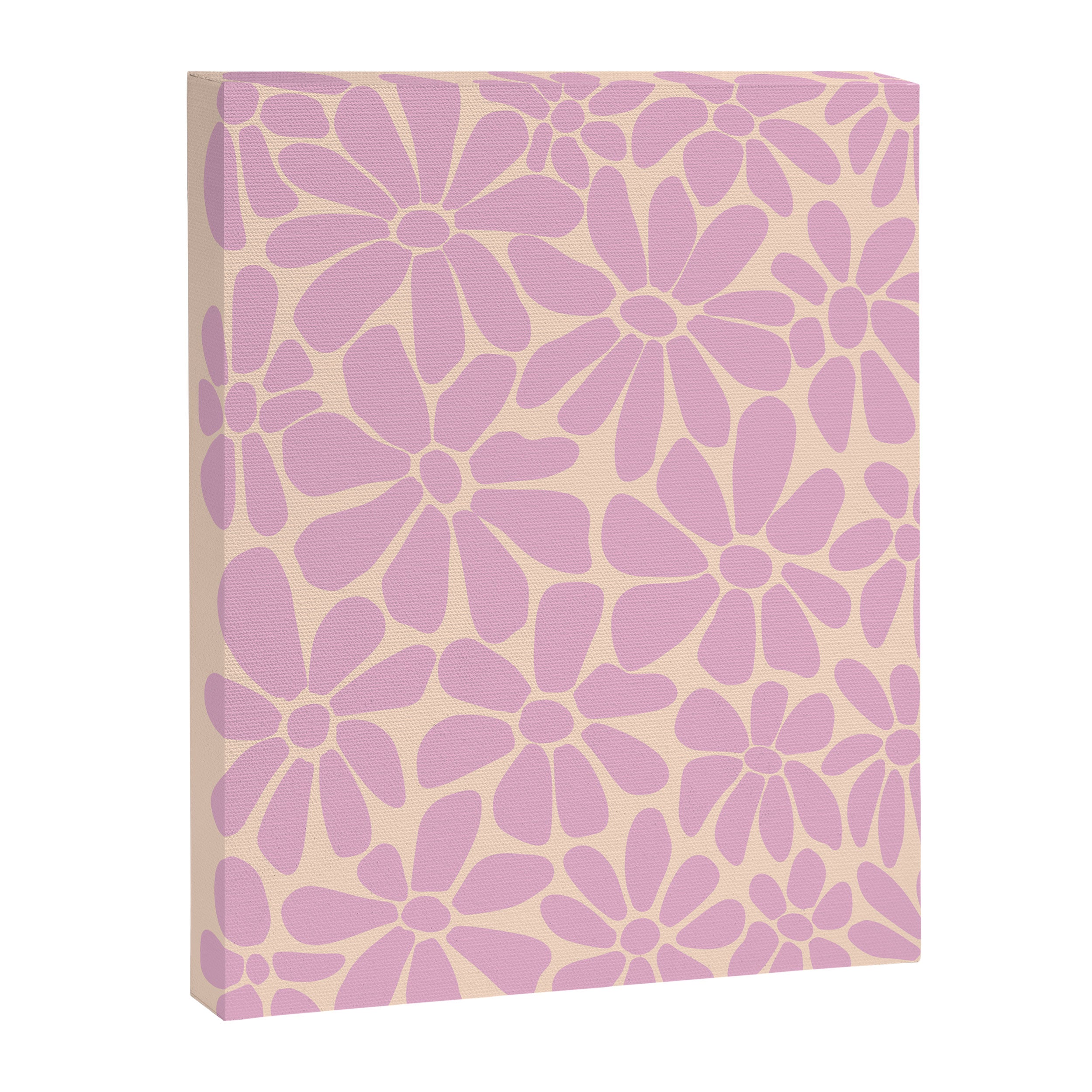 Retro Floral - Cream and Pink Canvas Print Gallery Image 8