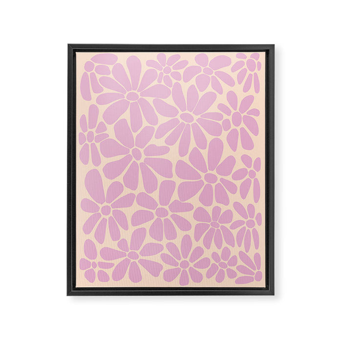 Retro Floral - Cream and Pink Framed Canvas Print Gallery Image 1