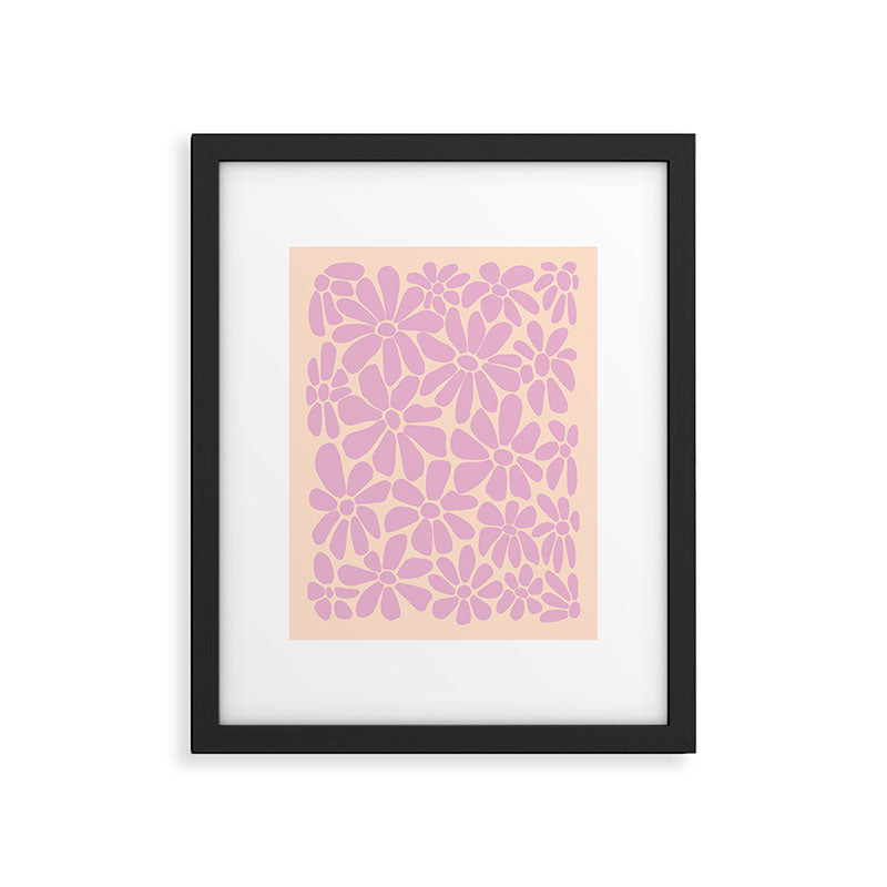 Retro Floral - Cream and Pink Framed Art Print Gallery Image 6