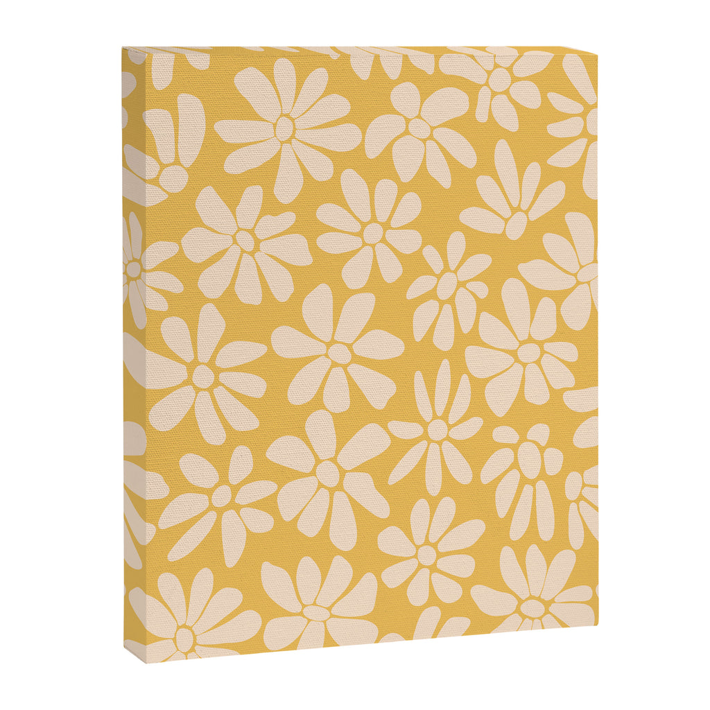 Retro Floral - Earthy colors - yellow mostard Canvas Print Gallery Image 8