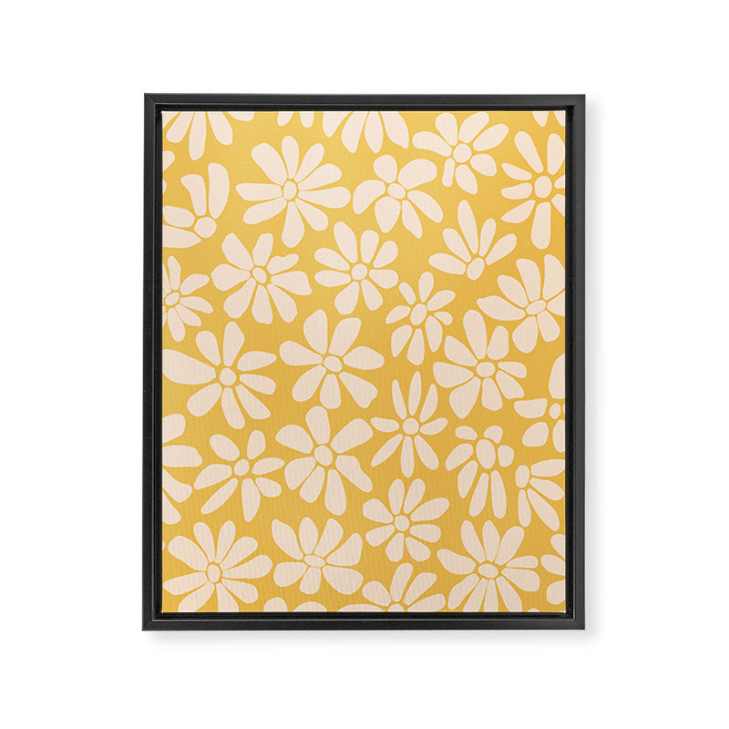 Retro Floral - Earthy colors - yellow mostard Framed Canvas Print Gallery Image 8