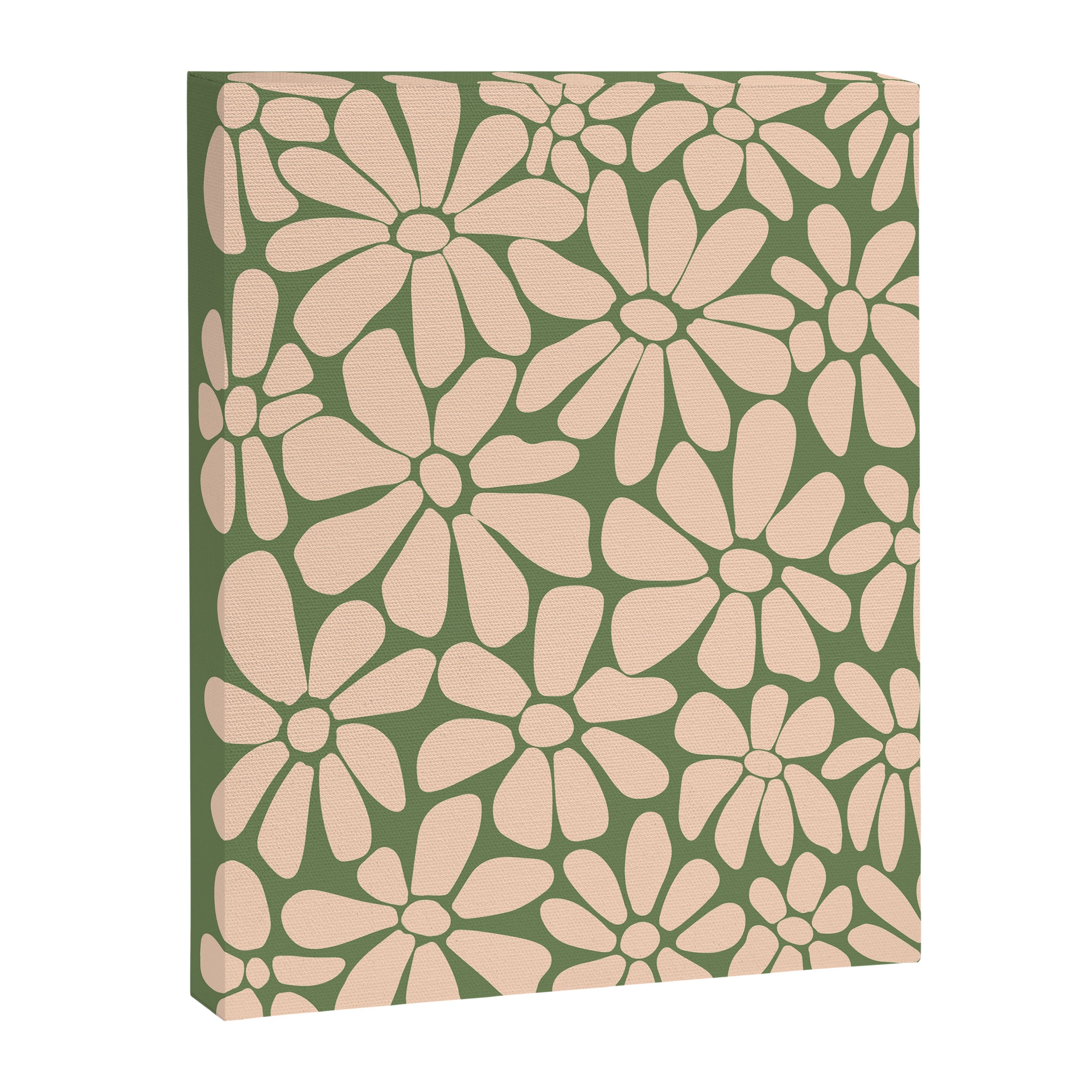 Retro Floral - Green and Cream  Canvas Print Gallery Image 8