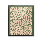 Retro Floral - Green and Cream  Framed Canvas Print Gallery Image 8