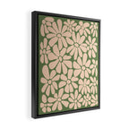 Retro Floral - Green and Cream  Framed Canvas Print Gallery Image 2