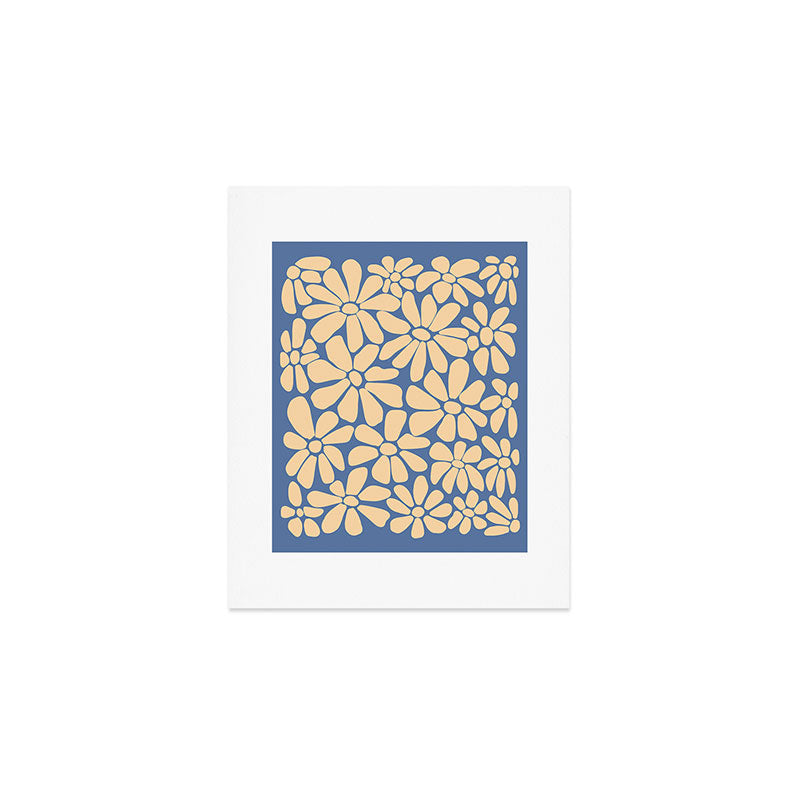 Retro Floral - Indigo  Art Print Gallery Image 1