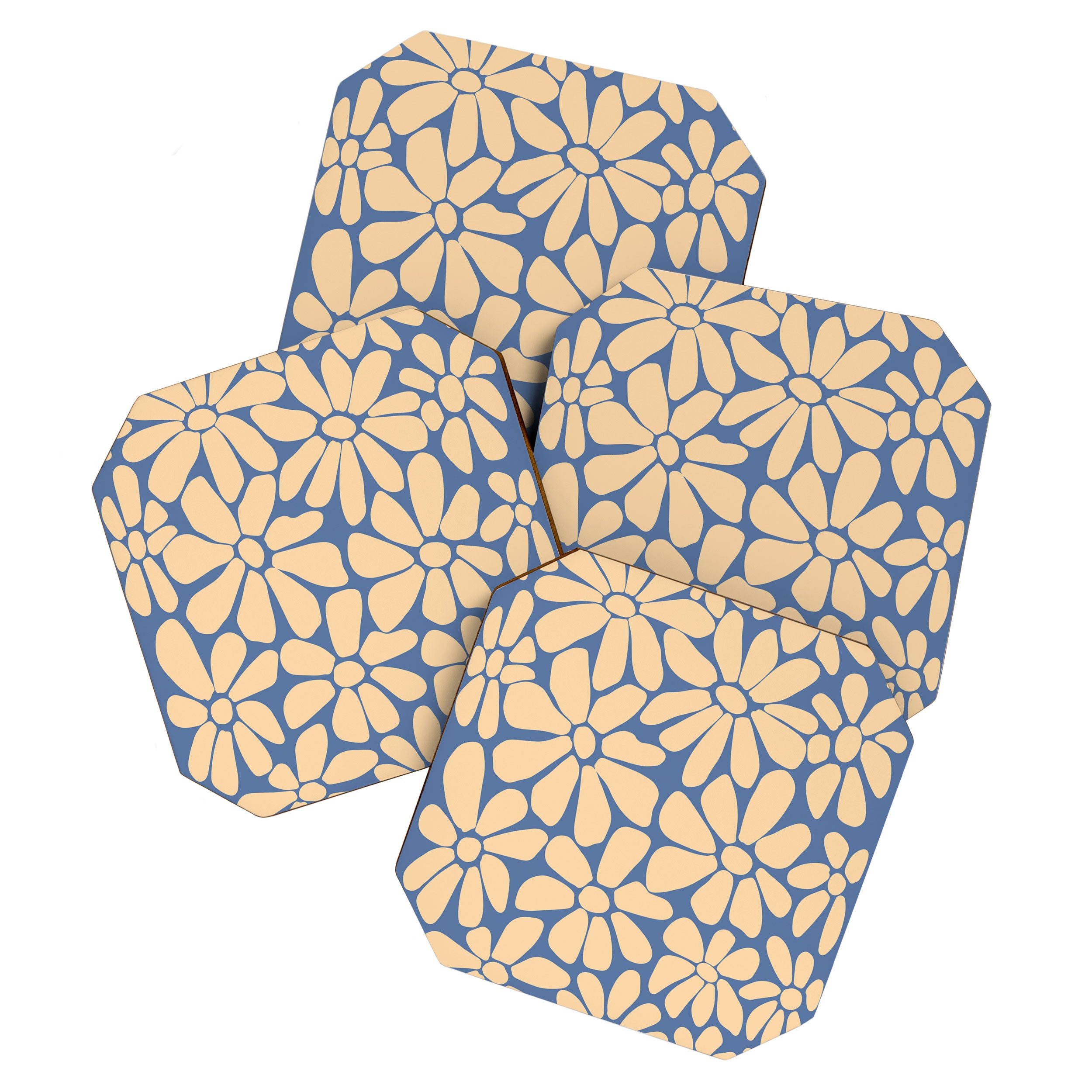Retro Floral - Indigo  Coaster Gallery Image 1
