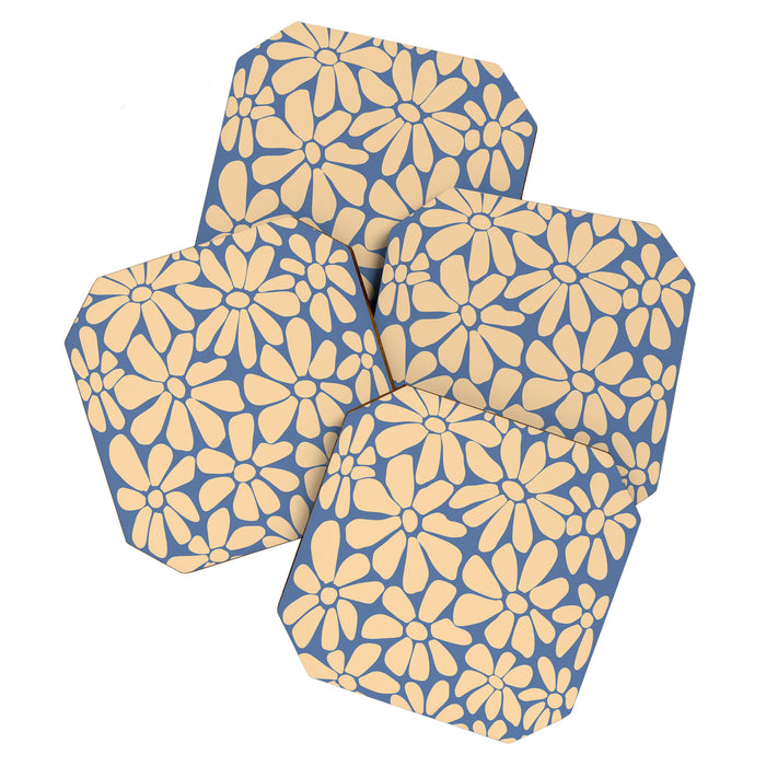Retro Floral - Indigo  Coaster Gallery Image 1