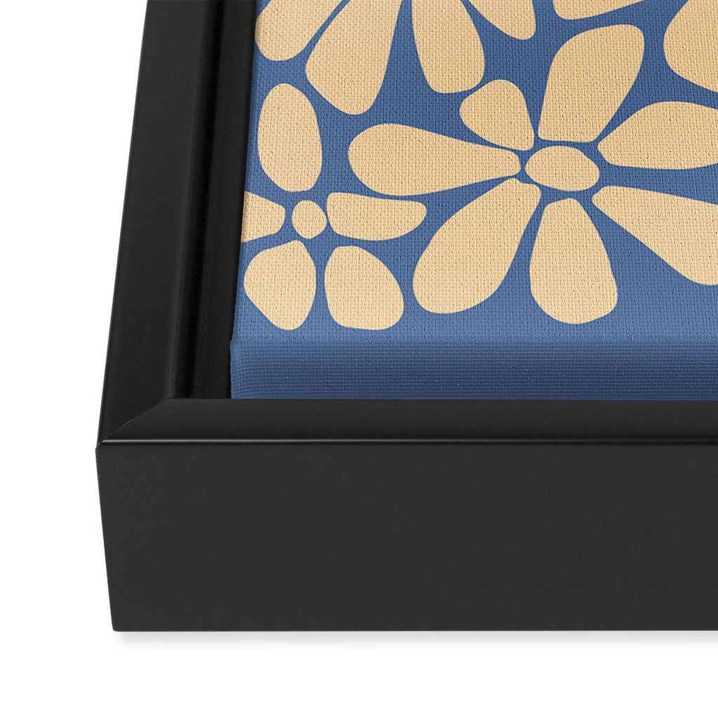 Retro Floral - Indigo  Framed Canvas Print Gallery Image 3