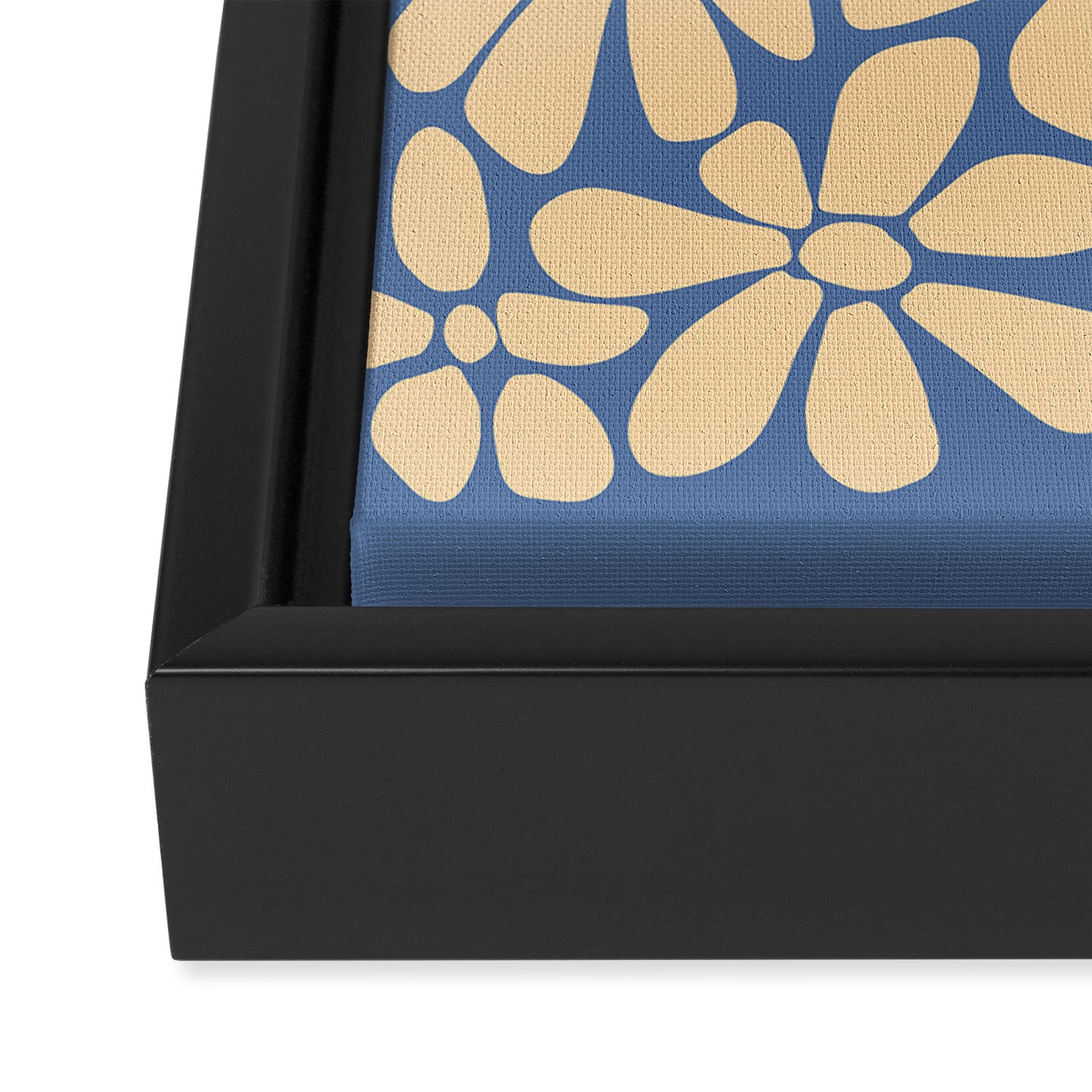 Retro Floral - Indigo  Framed Canvas Print Gallery Image 3