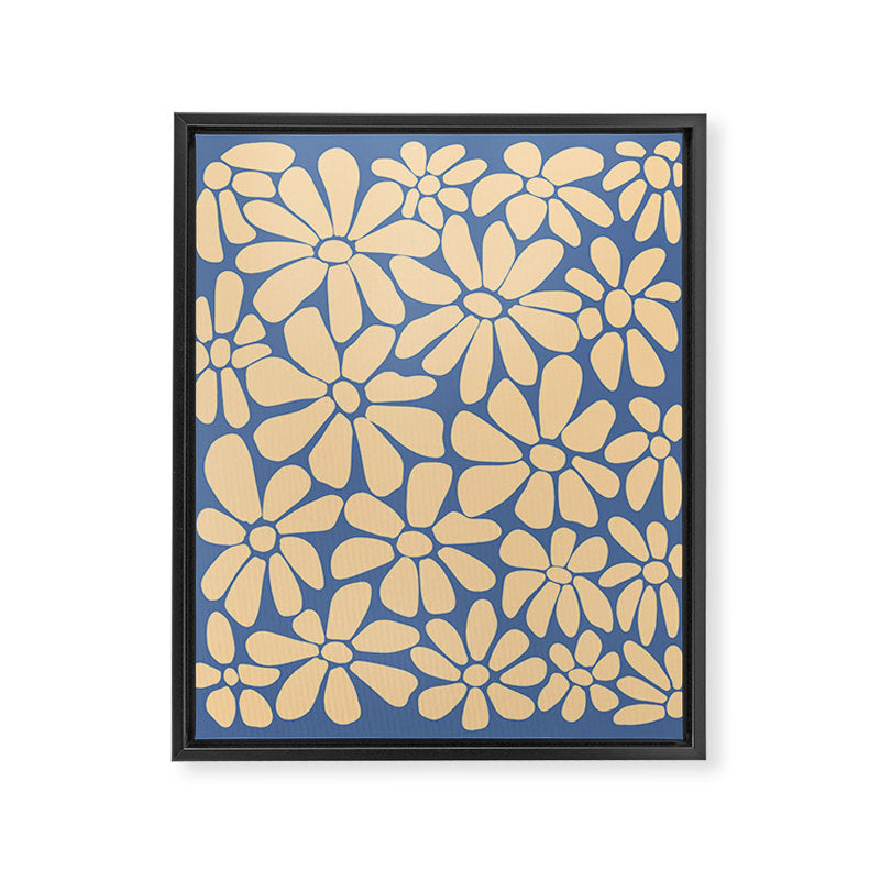 Retro Floral - Indigo  Framed Canvas Print Gallery Image 6