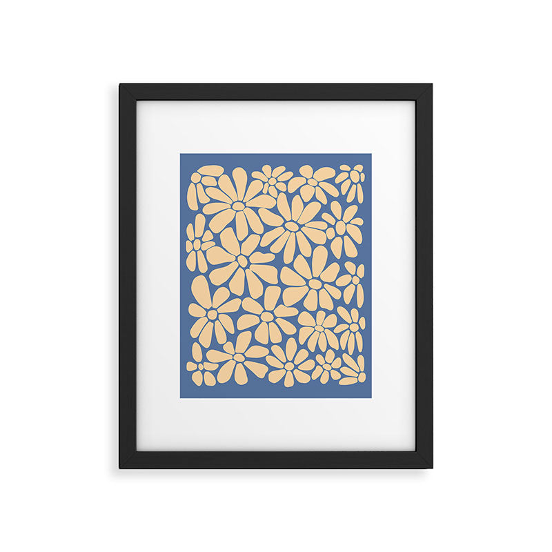 Retro Floral - Indigo  Framed Art Print Gallery Image 5