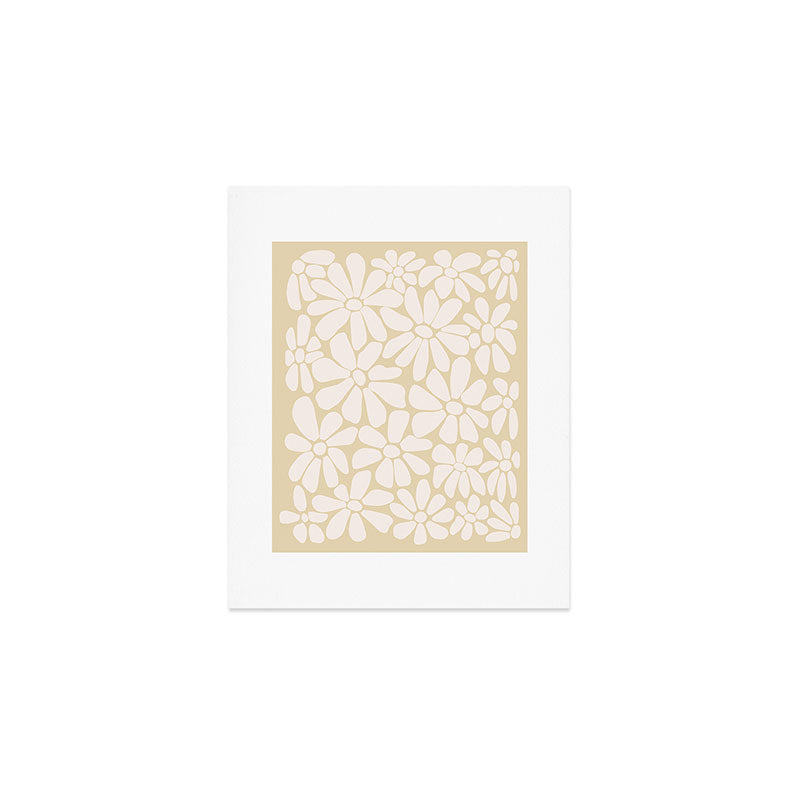 Retro Floral Neutral - Off-White and Beige Art Print Gallery Image 1