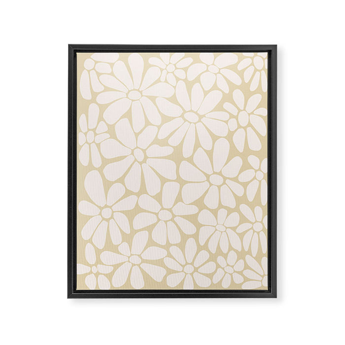 Retro Floral Neutral - Off-White and Beige Framed Canvas Print Gallery Image 1