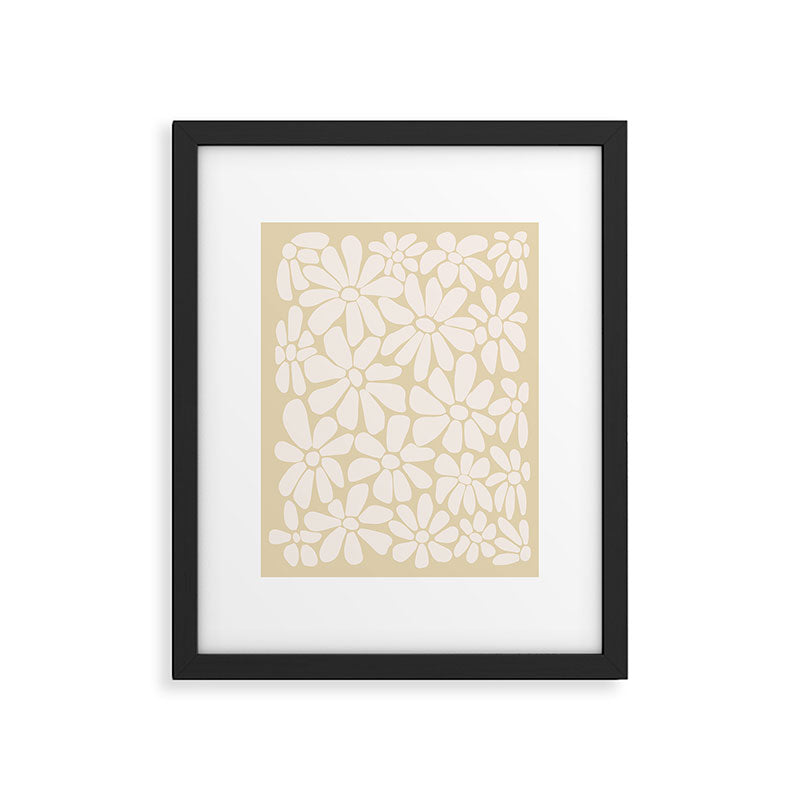 Retro Floral Neutral - Off-White and Beige Framed Art Print Gallery Image 6