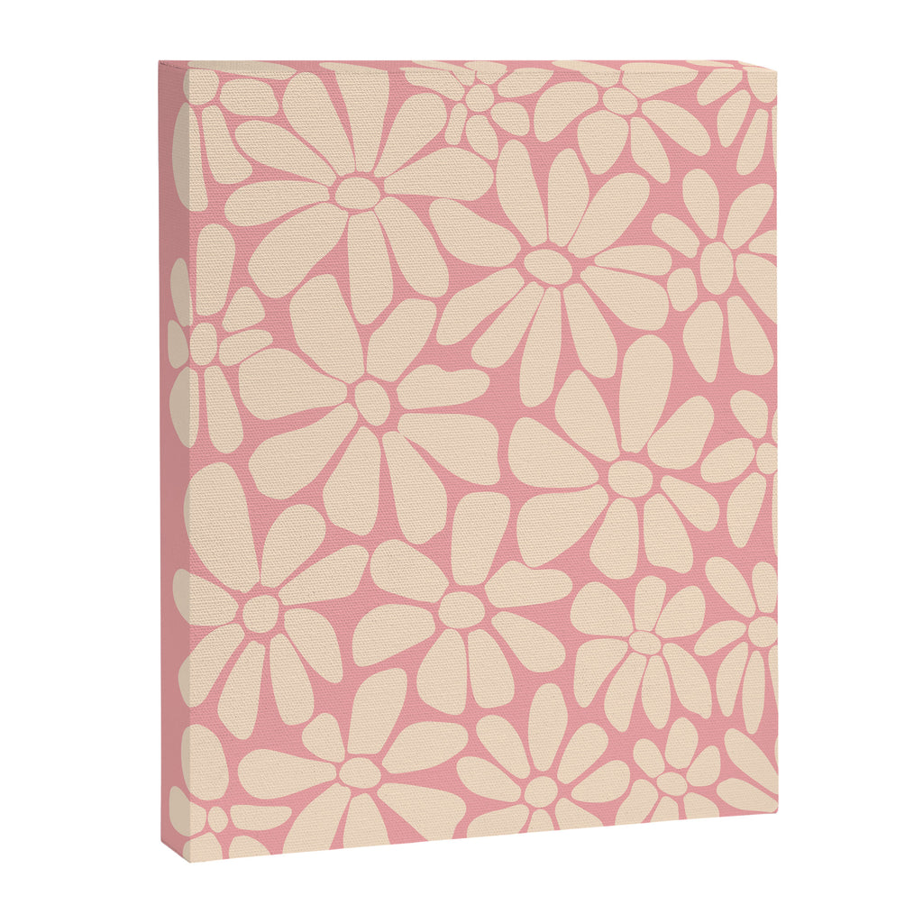 Retro Floral - Pink and Cream Canvas Print Gallery Image 8