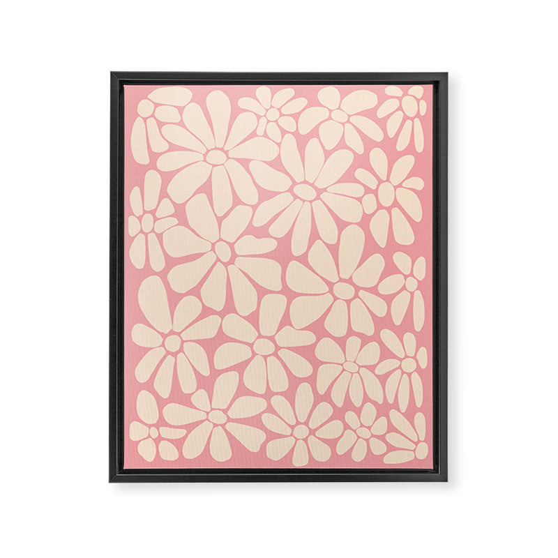 Retro Floral - Pink and Cream Framed Canvas Print Gallery Image 8